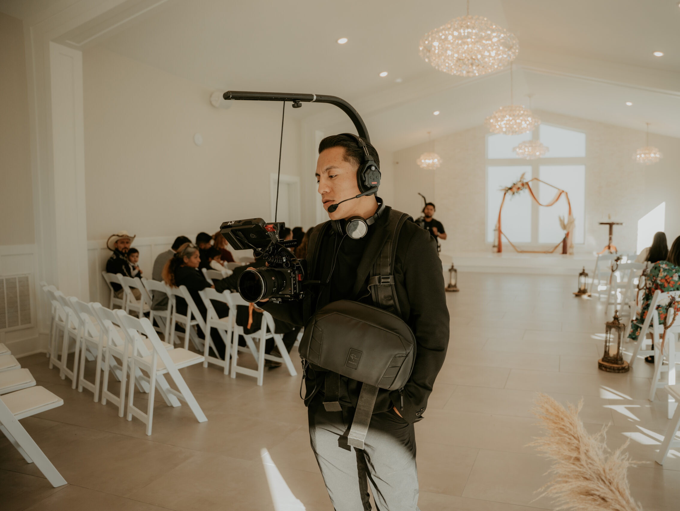 Kingdom Media Productions event videography team working at an Austin wedding