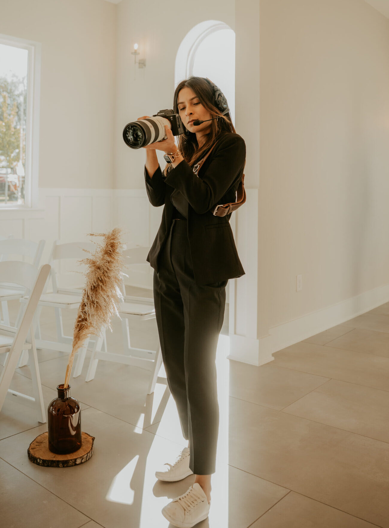Professional corporate event videography setup in downtown Austin conference center